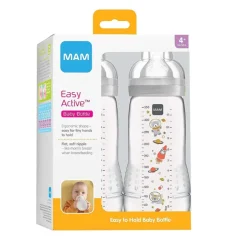 Mam Baby Breastfeeding|Bottles & Nipples>Easy Active Bottle 4m+ 11oz 2-Pack - Grey