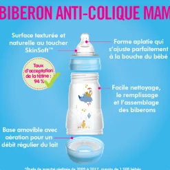 Mam Baby Bottles & Nipples|Breastfeeding>Easy Start Anti-Colic Baby 9oz Bottle Set of 2 - Blue