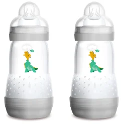 Mam Baby Breastfeeding|Bottles & Nipples>Easy Start Anti-Colic Baby 9oz Bottle (2) - Grey/Ivory