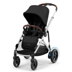 Kids Cybex eGazelle S Electronic Assist Stroller - Silver Frame with Moon Black Seat