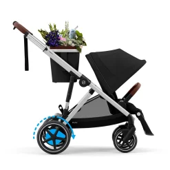 Kids Cybex eGazelle S Electronic Assist Stroller - Silver Frame with Moon Black Seat