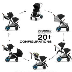 Kids Cybex eGazelle S Electronic Assist Stroller - Silver Frame with Moon Black Seat