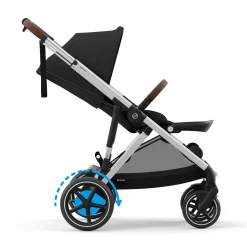 Kids Cybex eGazelle S Electronic Assist Stroller - Silver Frame with Moon Black Seat
