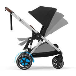 Kids Cybex eGazelle S Electronic Assist Stroller - Silver Frame with Moon Black Seat