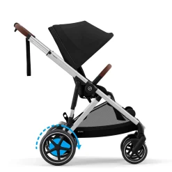 Kids Cybex eGazelle S Electronic Assist Stroller - Silver Frame with Moon Black Seat