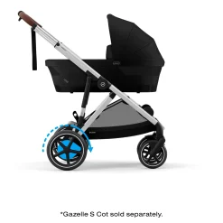 Kids Cybex eGazelle S Electronic Assist Stroller - Silver Frame with Moon Black Seat