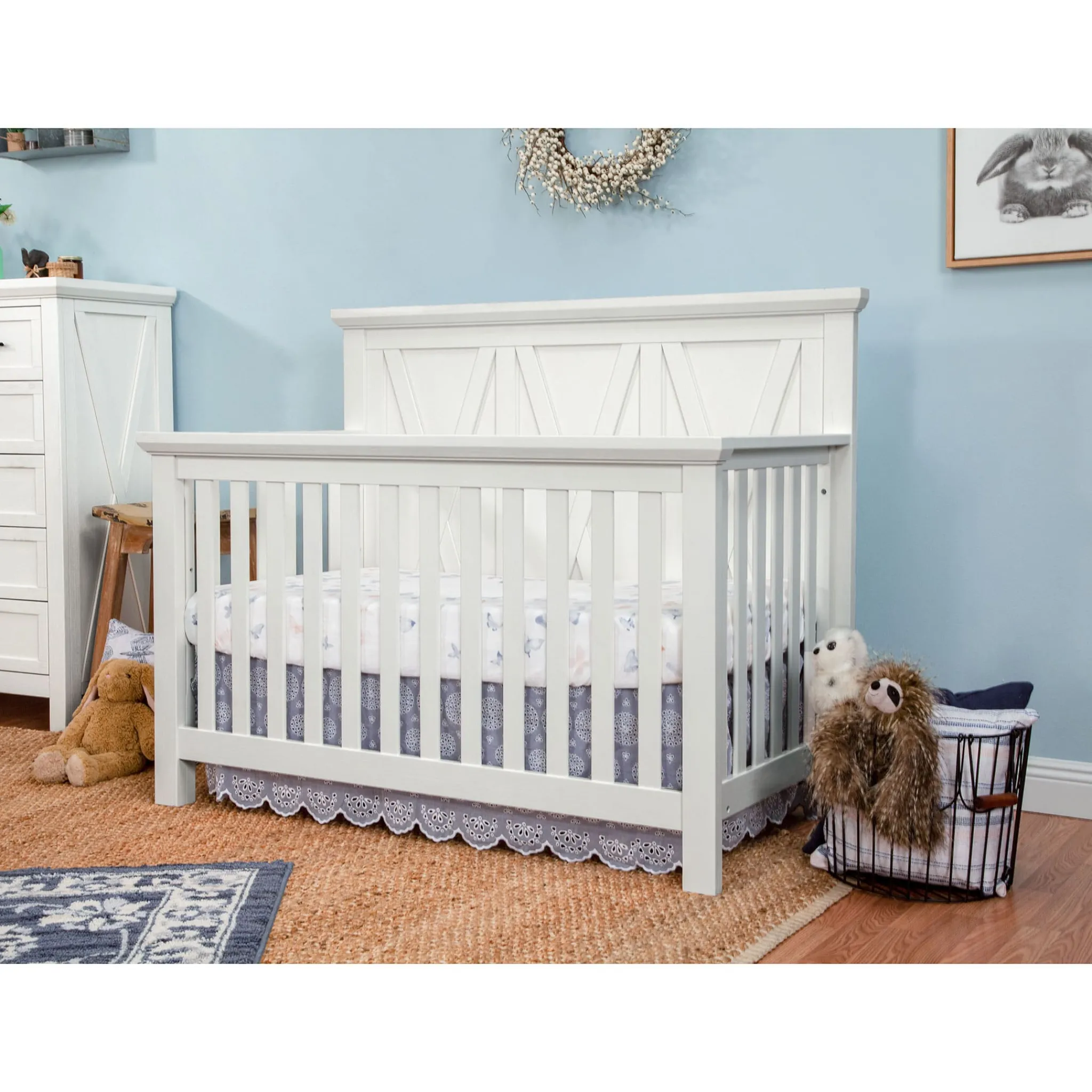 Million Dollar Baby Emory Farmhouse 4-in-1 Convertible Crib - Linen White
