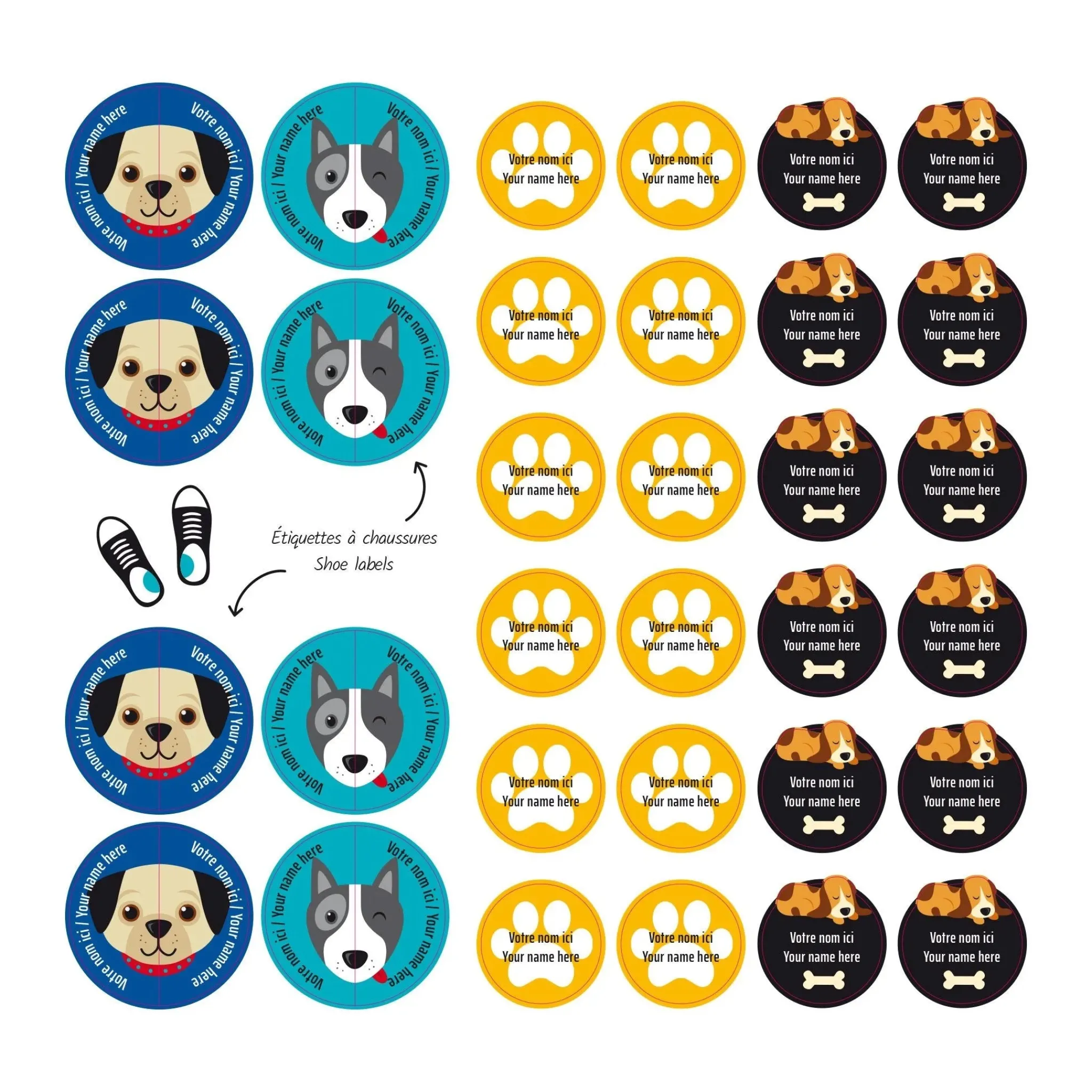 Kids Clement - Impressions Essential Name Labels - Blue dogs
