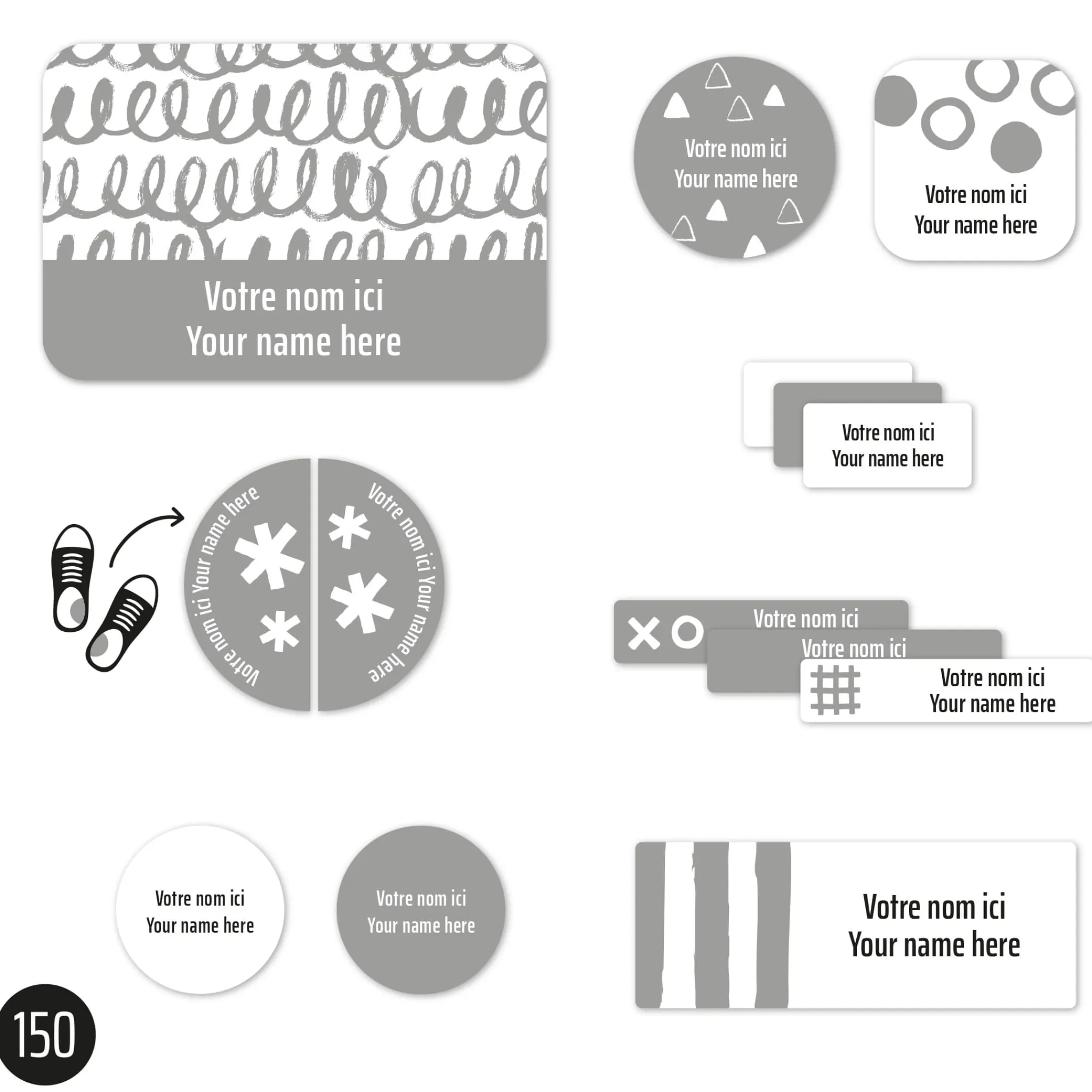 Kids Clement - Impressions Personalized Name Labels|Personalized Name Labels>Essential Name Labels - Grey patterns