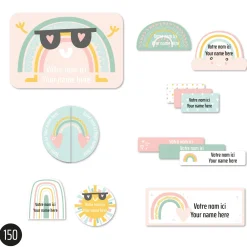 Kids Clement - Impressions Essential Name Labels - Pink Rainbows