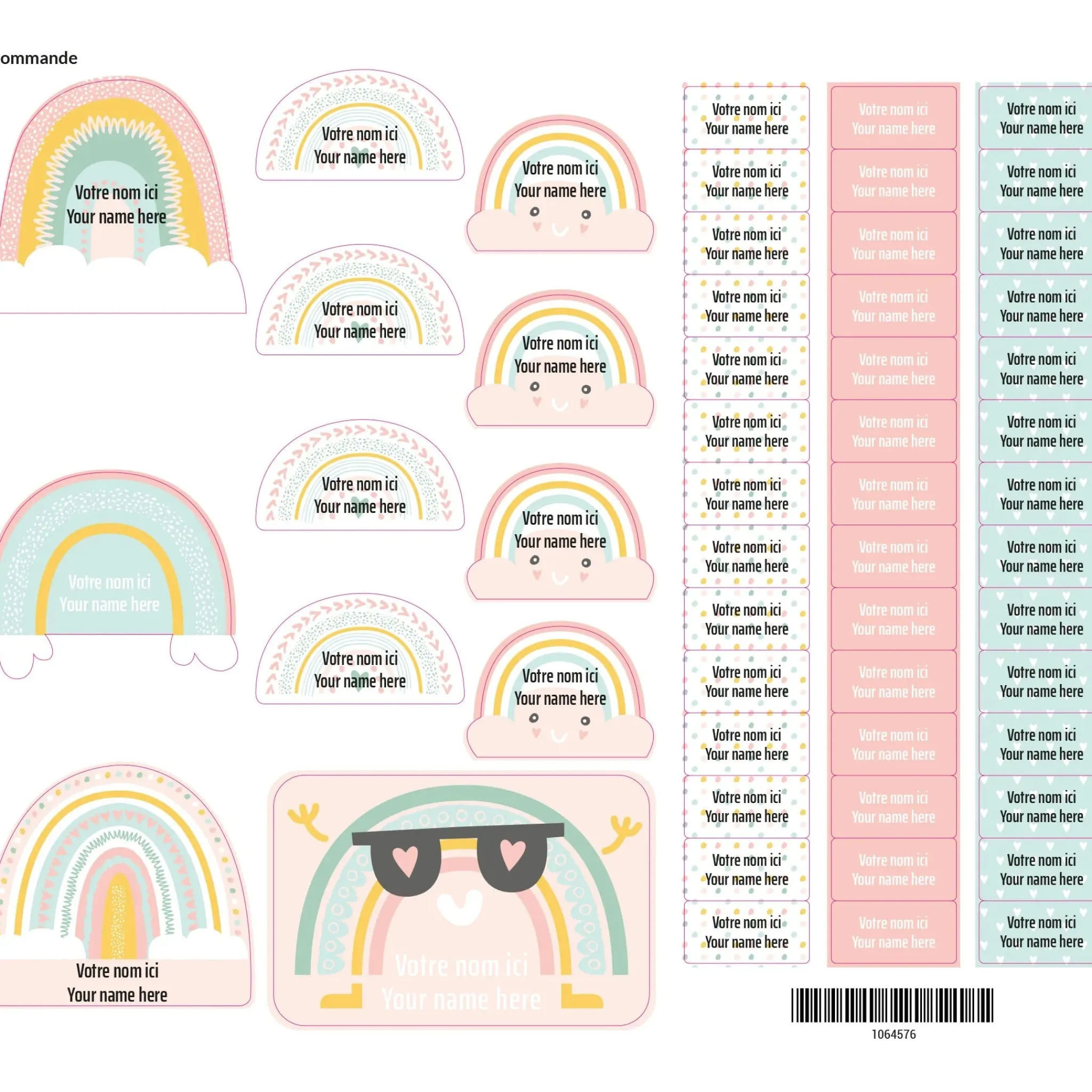 Kids Clement - Impressions Essential Name Labels - Pink Rainbows