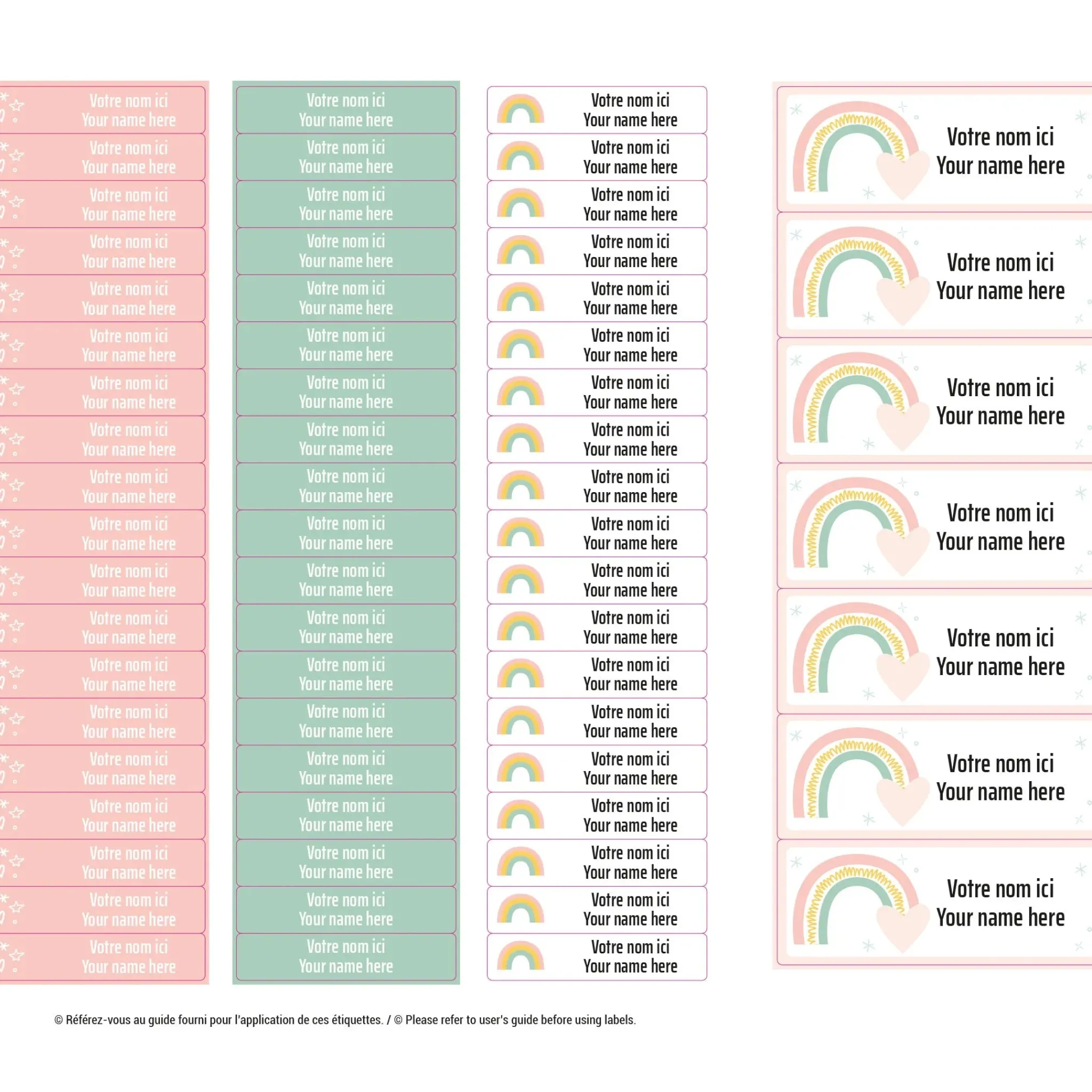 Kids Clement - Impressions Essential Name Labels - Pink Rainbows