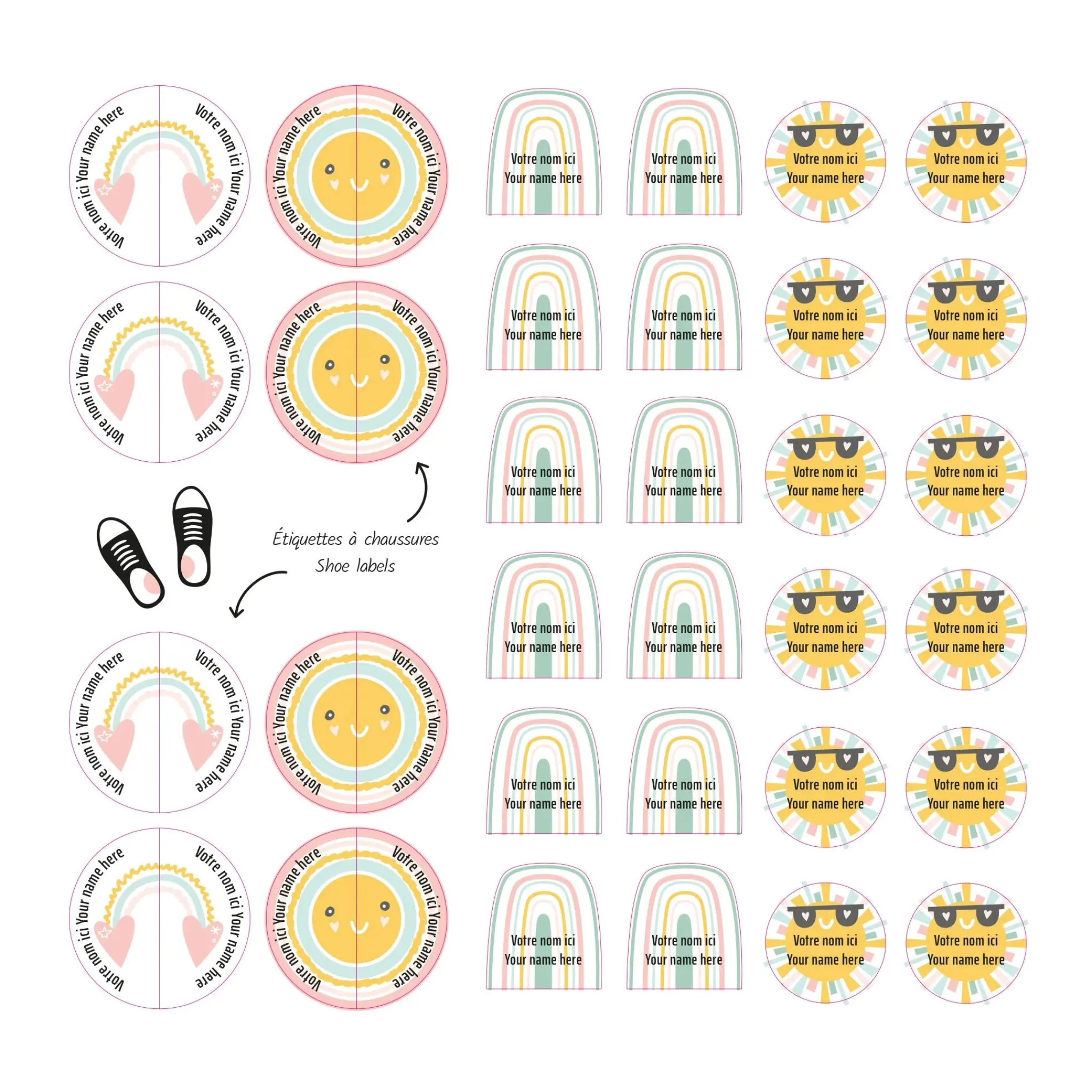 Kids Clement - Impressions Essential Name Labels - Pink Rainbows
