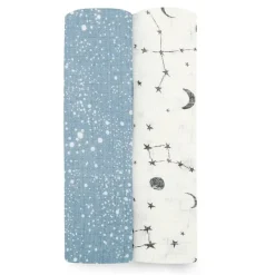Kids Aden + Anais Blankets|Blankets>Essentials Silky Soft Muslin Swaddles 2 Pack - Cosmic galaxy