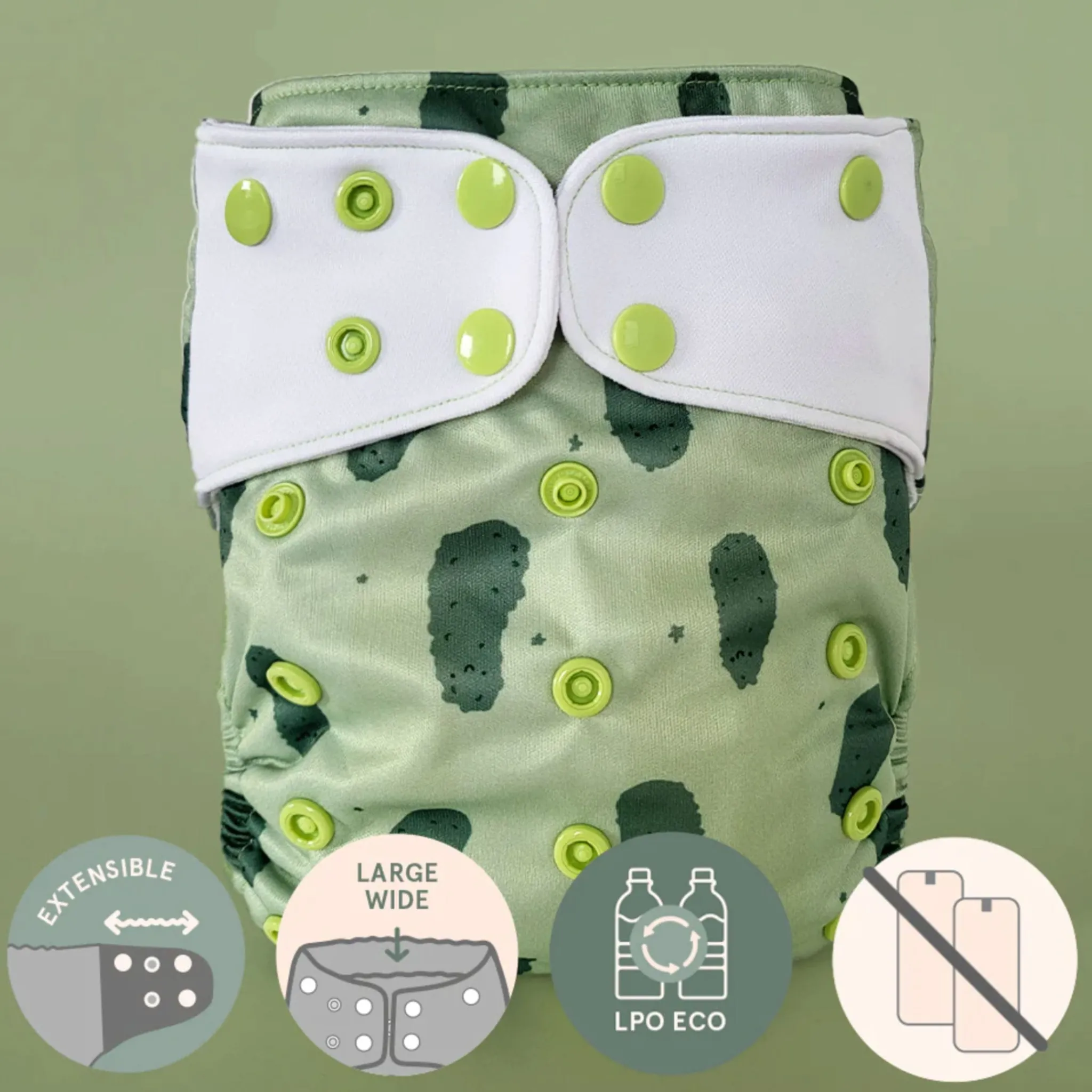 BOY La Petite Ourse Cloth Diapers|Cloth Diapers>Evolution Washable Diaper - Pickle