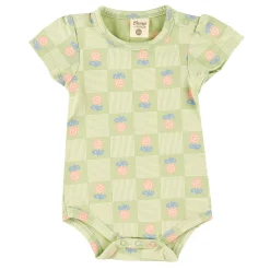 Camp by Birdz Floral Check Bodysuit 3-24m