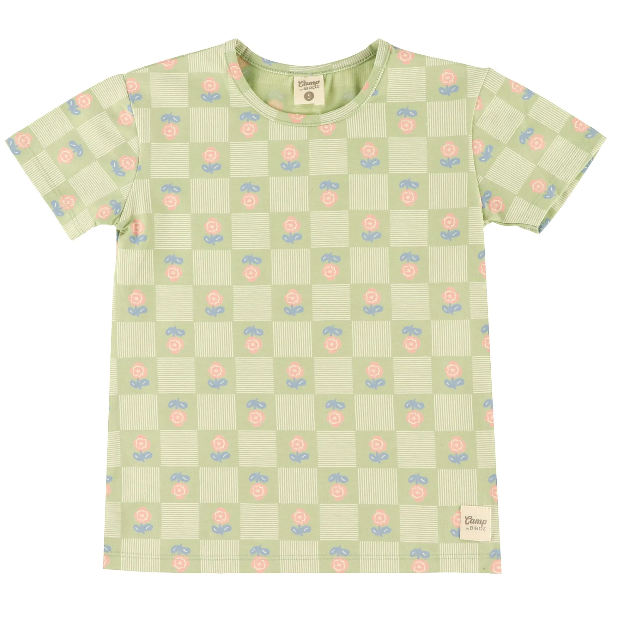 Kids Camp by Birdz Floral Check T-shirt 2-8y