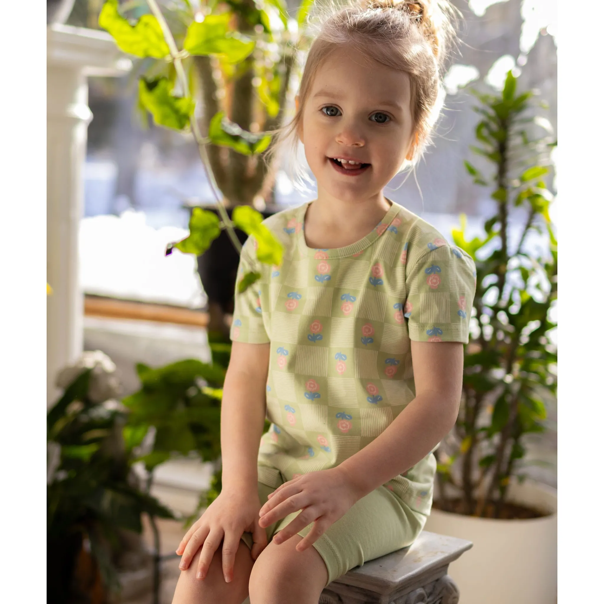 Kids Camp by Birdz Floral Check T-shirt 2-8y