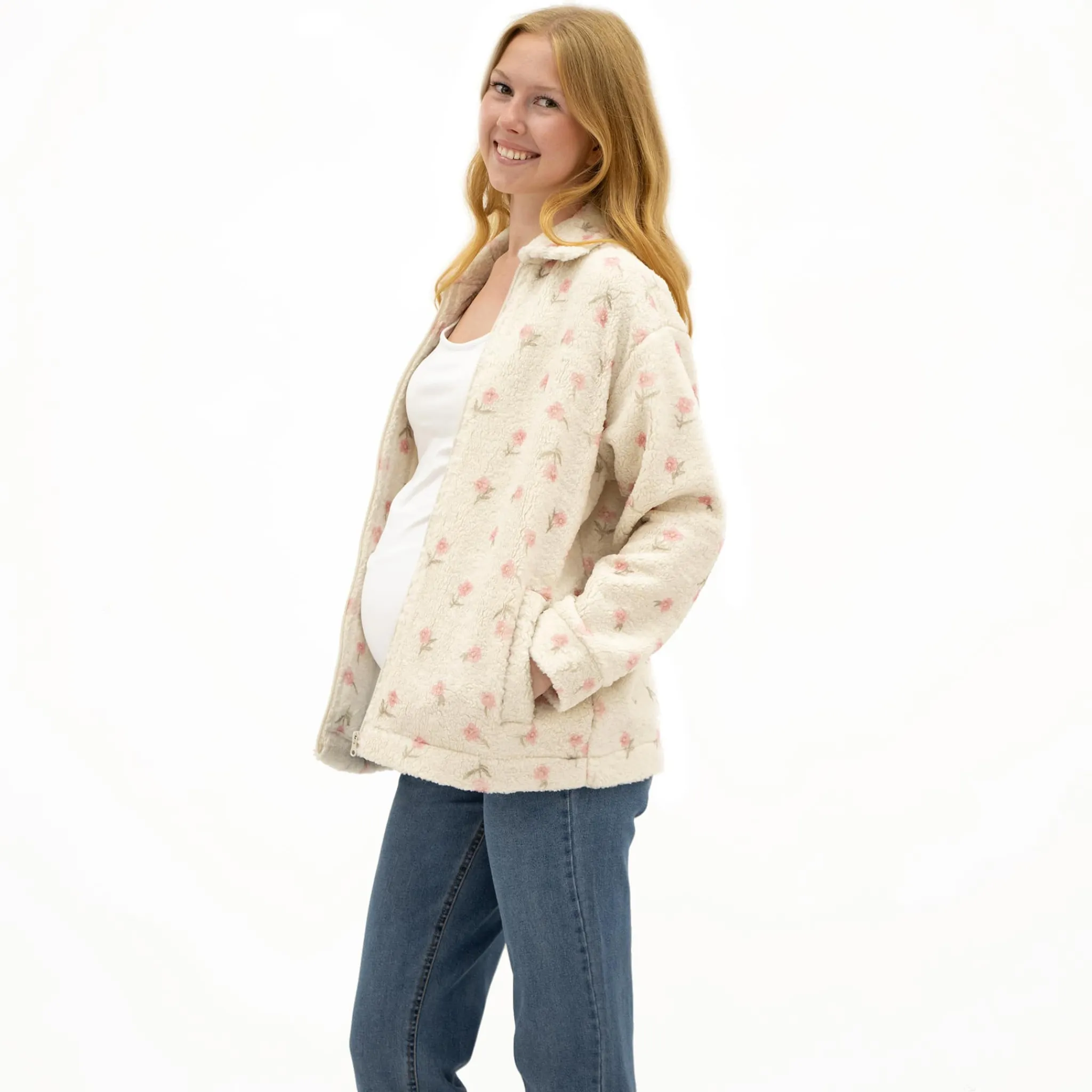 Bella Maternite Floral Sherpa Jacket
