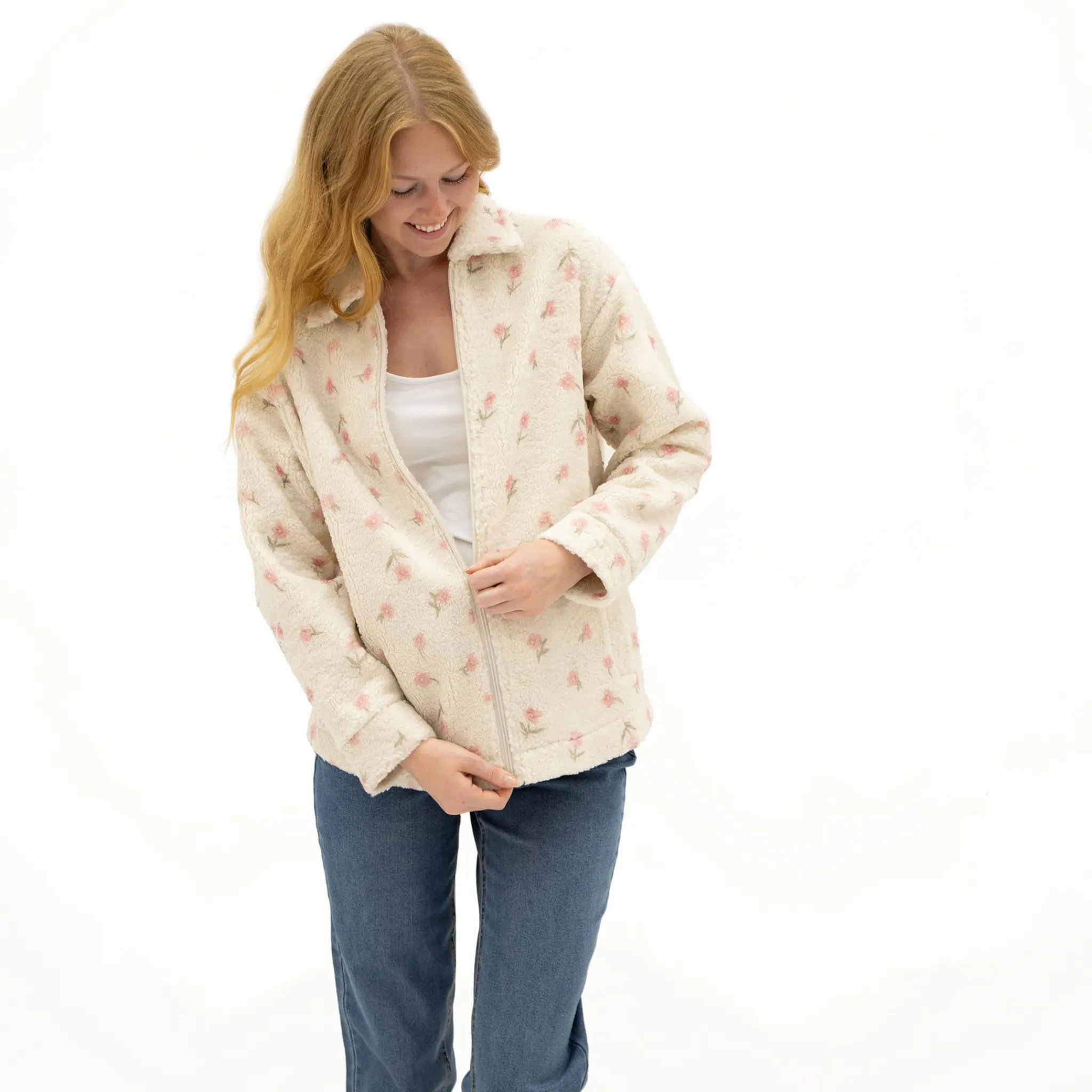 Bella Maternite Floral Sherpa Jacket
