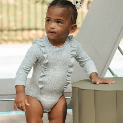 Petit Lem Swimsuits>Flowers Long Sleeve UV Swimsuit 0-24m