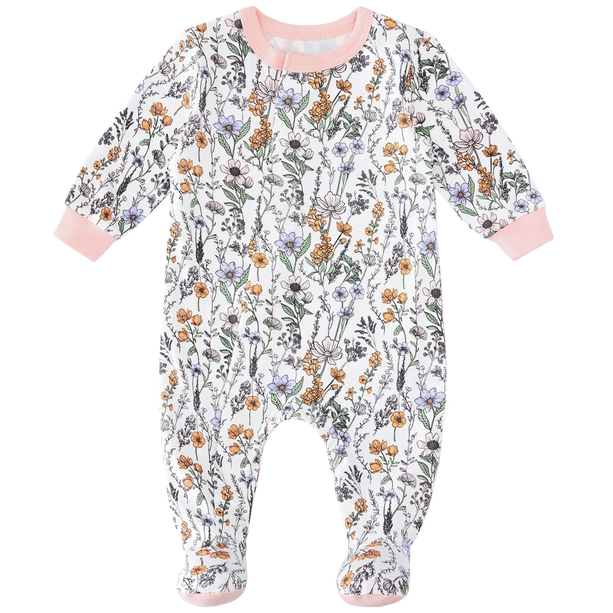 Colle Colle Preemie Clothing|Pajamas>Flowers Magnetic Pajamas P-18m