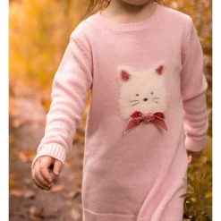 Kids Chat Botte Flowers Poetry Knit Dress 2-8