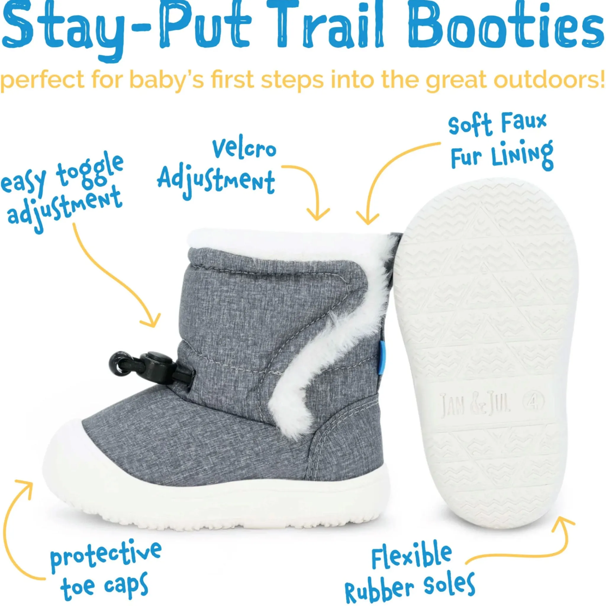 Jan n Jul Mid-Season Boots|Mid-Season Boots>Flowers Stay-Put Booties 6-24m