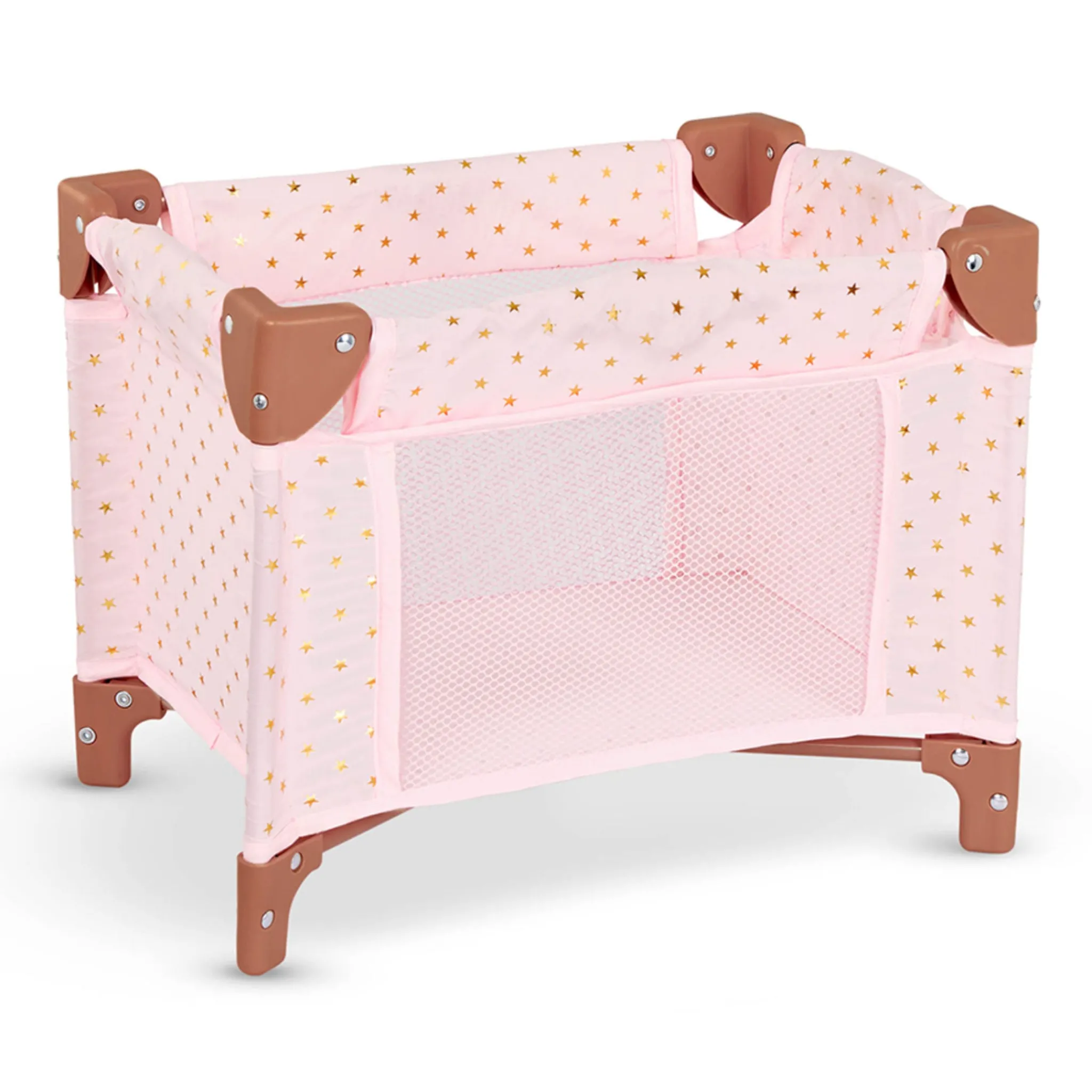 Babi Dolls>Folding Playpen for Baby Doll - Pink Stars