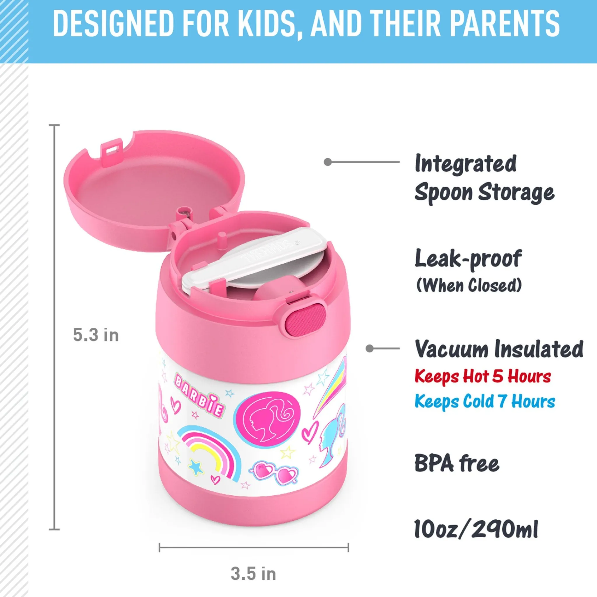 Kids Thermos Bottles & Insulated Bottles|Cups & Tumblers>Food Jar 290ml - Barbie