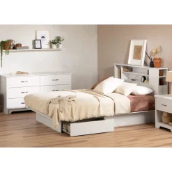 South Shore Fusion Double/Queen Bookcase Headboard - Pure White