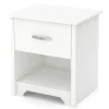 South Shore Nightstands>Fusion 1-Drawer Nightstand with Storage - Pure White
