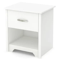 South Shore Nightstands>Fusion 1-Drawer Nightstand with Storage - Pure White