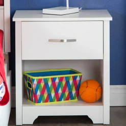 South Shore Nightstands>Fusion 1-Drawer Nightstand with Storage - Pure White