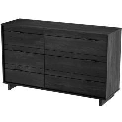 South Shore Storage Furniture>Fynn 6-Drawer Double Dresser - Gray Oak