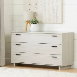South Shore Storage Furniture>Fynn 6-Drawer Double Dresser - Winter Oak