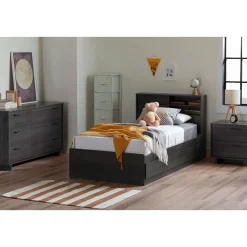 South Shore Fynn 2-Drawer Nightstand - Gray Oak
