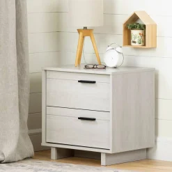 South Shore Nightstands>Fynn 2-Drawer Nightstand - Winter Oak