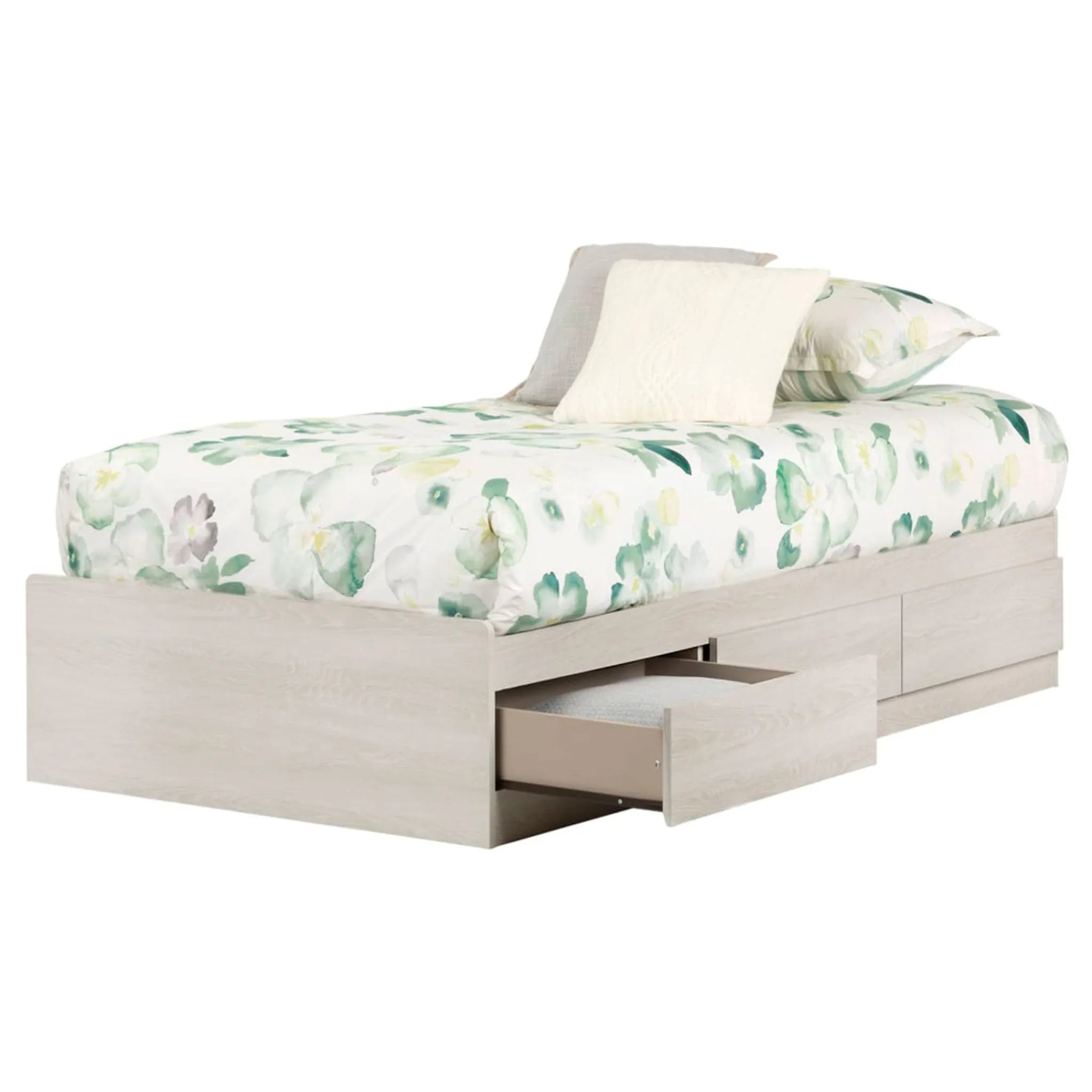 South Shore Twin, Full & Queen Beds>Fynn Twin Mates Bed with 3 Drawers - Winter Oak