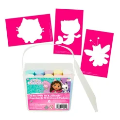 Kids Danawares Diy & Activities>Gabby's Dollhouse Sidewalk Chalk Bucket with Stencils