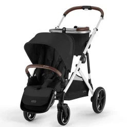 Kids Cybex Gazelle S Stroller - Silver Frame with Moon Black Seat