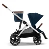 Kids Cybex Strollers|Strollers & Trailers>Gazelle S Stroller - Silver Frame with Ocean Blue Seat