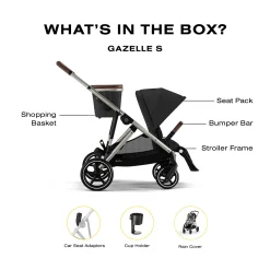 Kids Cybex Gazelle S Stroller - Taupe Frame with Moon Black Seat