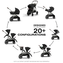 Kids Cybex Gazelle S Stroller - Taupe Frame with Moon Black Seat