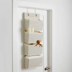 3 Sprouts Storage>Gingham Beige Door Organizer