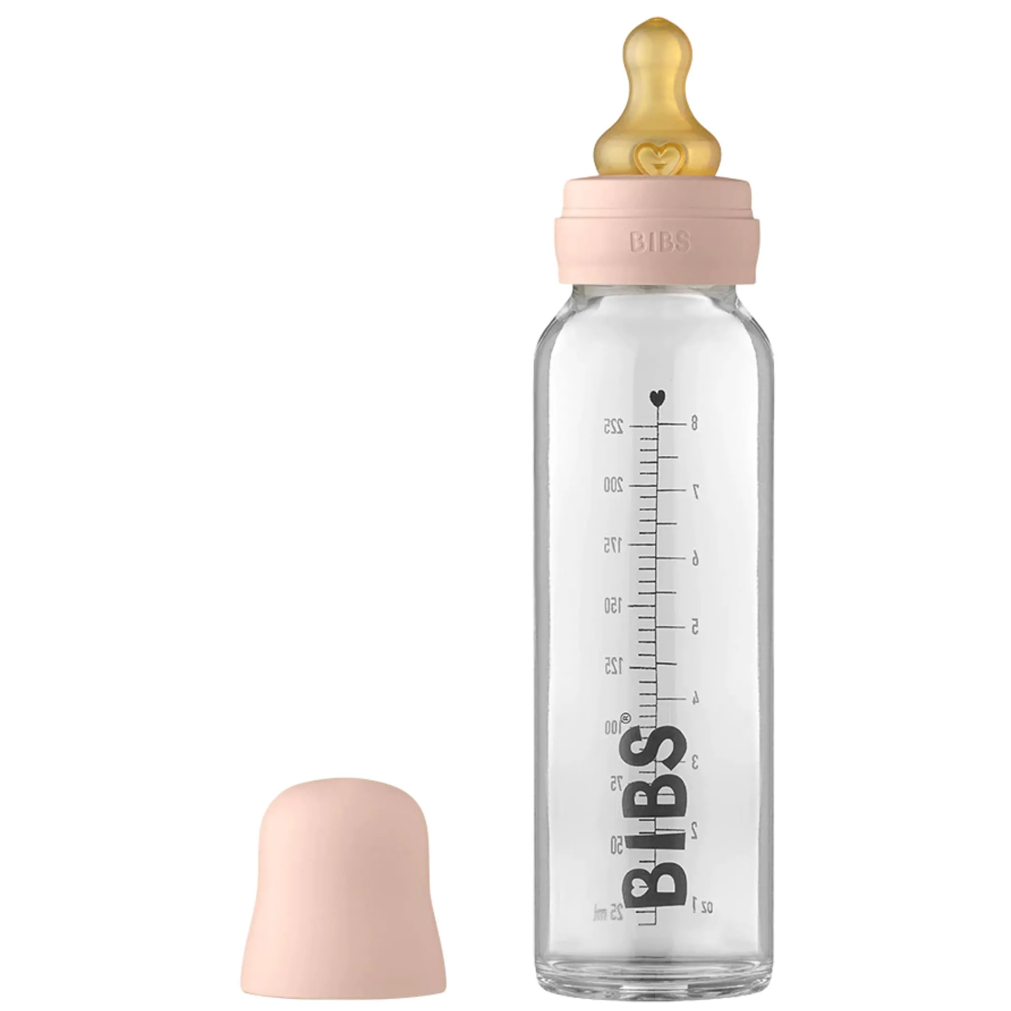 Bibs Breastfeeding|Bottles & Nipples>Glass Bottle Complete Set 225ml - Blush