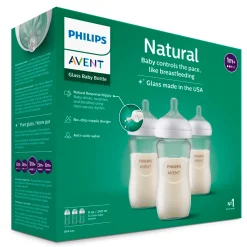 Philips Avent Glass Natural (3) Baby Bottle 8oz