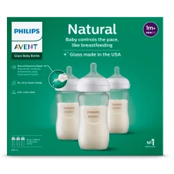 Philips Avent Glass Natural (3) Baby Bottle 8oz