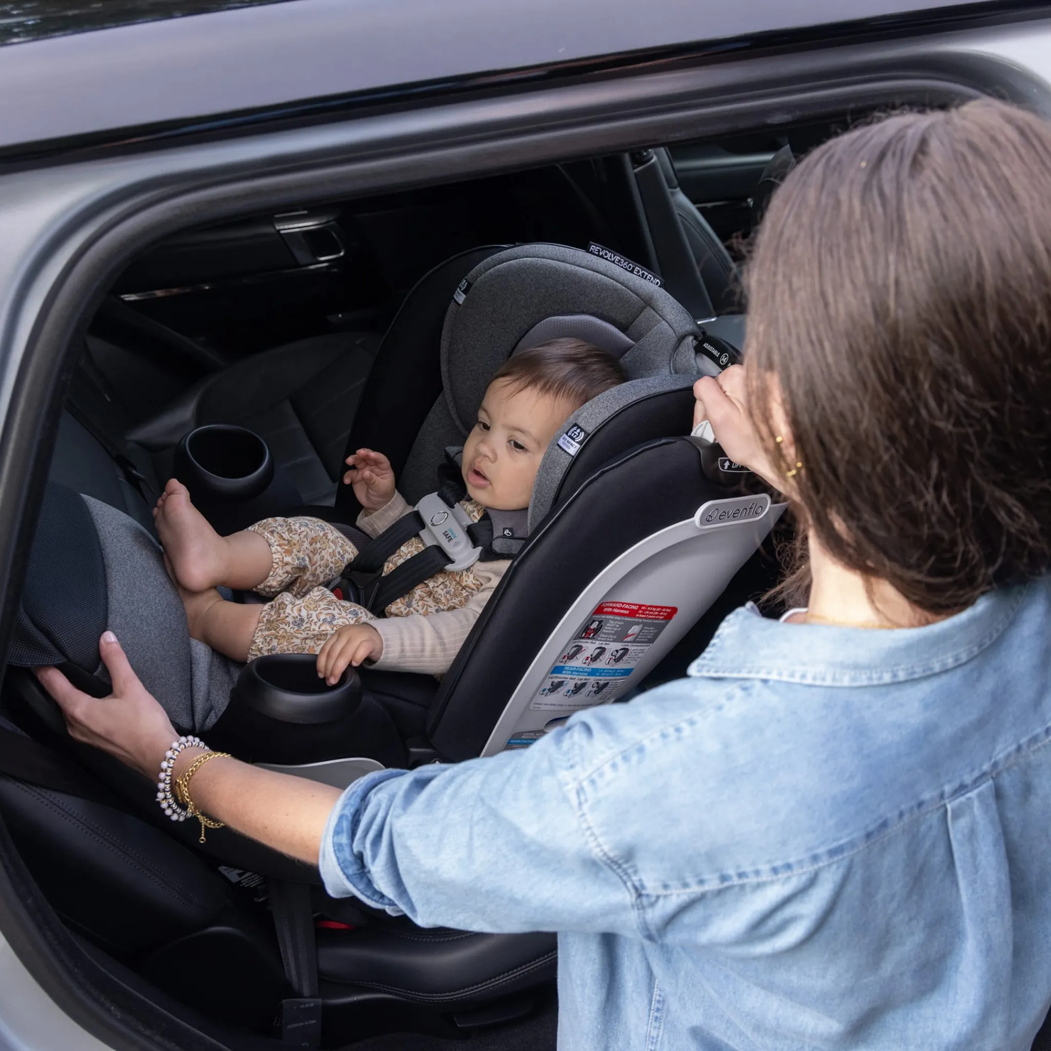 Kids Evenflo Car Seats & Booster Seats|Car Seats>Gold Revolve360 Extend All-in-One Rotational Car Seat with SensorSafe - Moonstone Gray