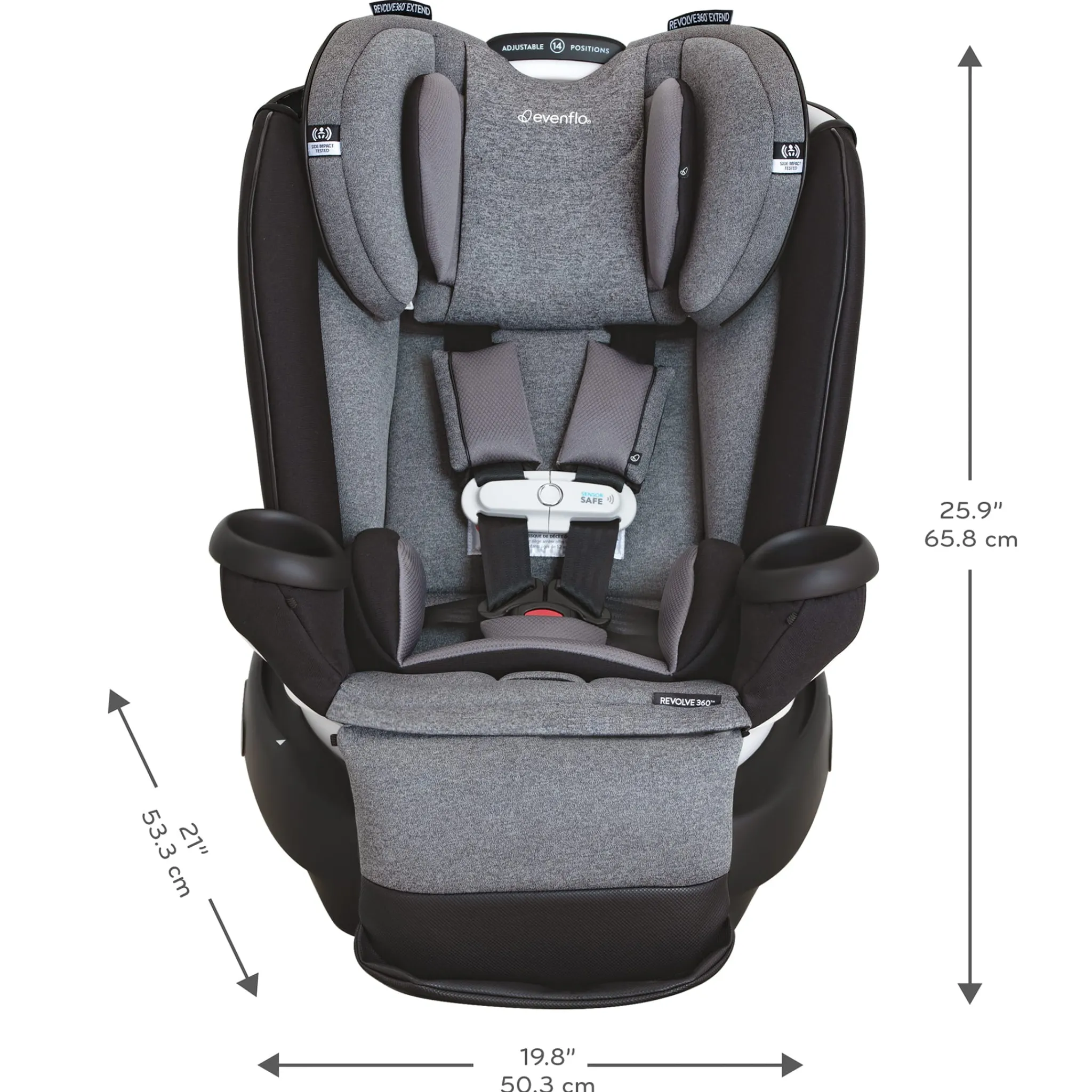 Kids Evenflo Car Seats & Booster Seats|Car Seats>Gold Revolve360 Extend All-in-One Rotational Car Seat with SensorSafe - Moonstone Gray